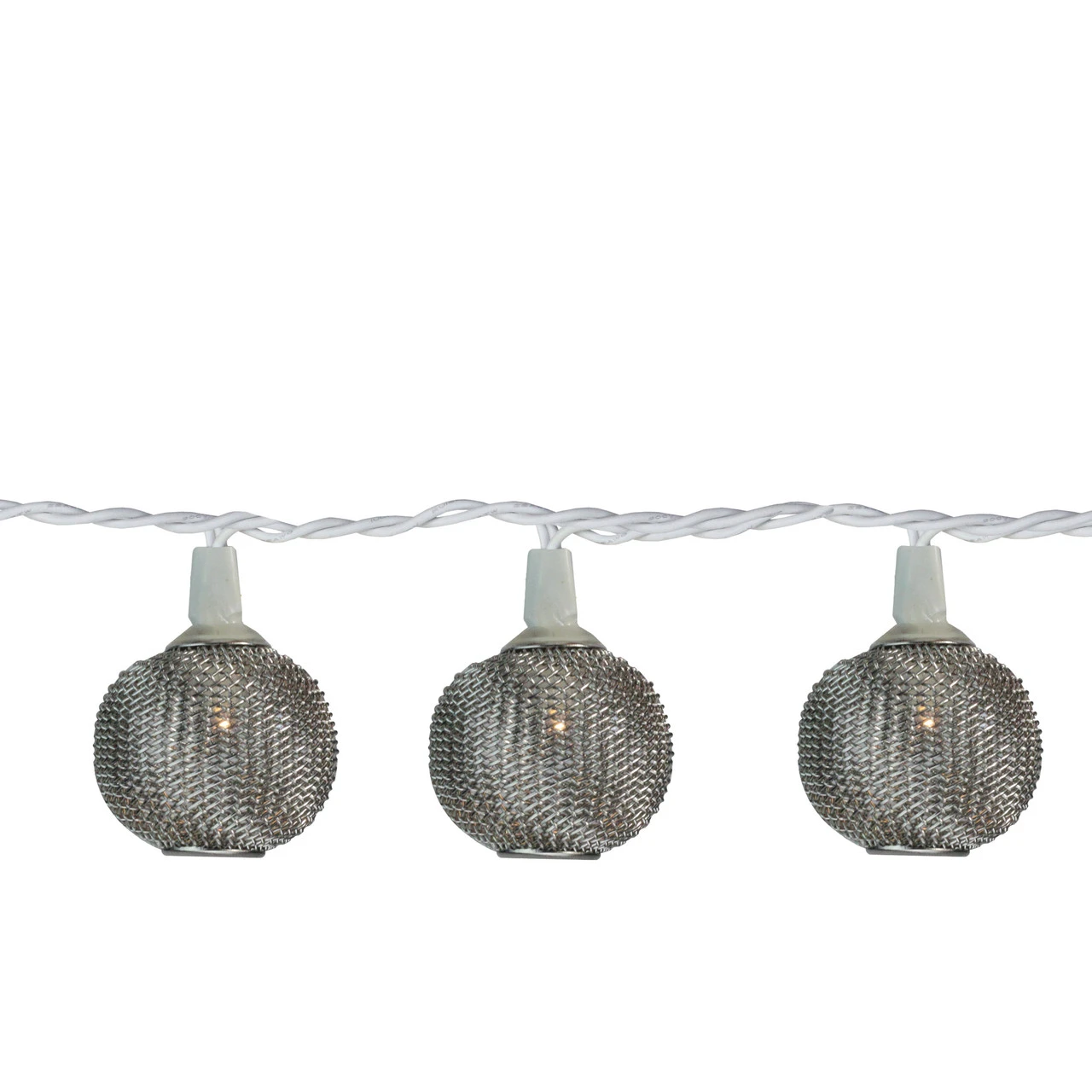 10 Battery Operated Silver Mini Patio Lights - 7.5 Ft White Wire 3 10 Battery Operated Silver Mini Patio Lights - 7.5 Ft White Wire