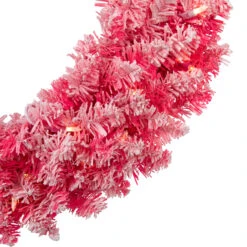 Pre-Lit Flocked Pink Artificial Christmas Wreath - 24-Inch, Clear Lights -Christmas Decoration Store sienna 624fy11j 2 32435.1667584136