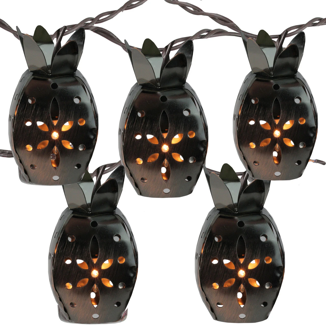 10 Pineapple Novelty Christmas Lights - 7.5 Ft Brown Wire 3 10 Pineapple Novelty Christmas Lights - 7.5 Ft Brown Wire