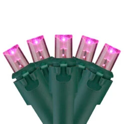 60 Pink LED Wide Angle Mini Christmas Lights - 19.5 Ft Green Wire