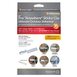 25ct Anywhere Outdoor Sticky Adhesive Clips 7 25ct Anywhere Outdoor Sticky Adhesive Clips -Christmas Decoration Store simpleliving 734025 new 77211.1667538788