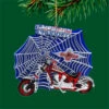 3" Blue And Red American Chopper Motorcycle Glass Christmas Ornament