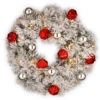 24” Pre-Lit Snowy Bristle Pine Wreath With Battery Operated Warm White LED Lights With Timer 2 24” Pre-Lit Snowy Bristle Pine Wreath With Battery Operated Warm White LED Lights With Timer -Christmas Decoration Store snp7 308 24w b1 48837.1667646162