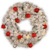 30” Pre-Lit Snowy Bristle Pine Wreath With Battery Operated Warm White LED Lights With Timer -Christmas Decoration Store snp7 308 30w b1 74187.1667580414
