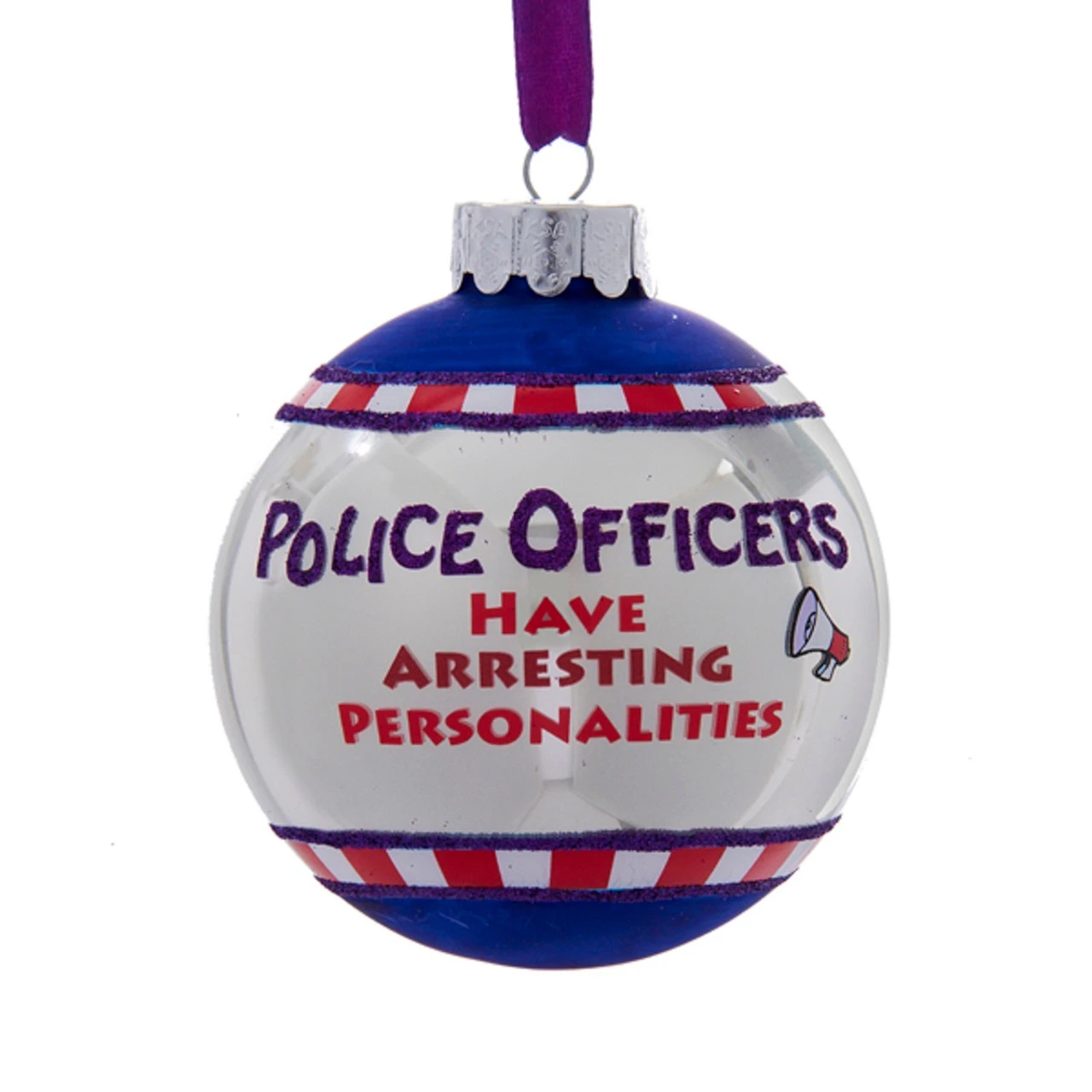 Pack Of 3 Glass "Police Officers Have Arresting Personalities" Christmas Ball Ornaments 3.5" 3 Pack Of 3 Glass "Police Officers Have Arresting Personalities" Christmas Ball Ornaments 3.5"