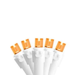 50 Orange LED Wide Angle Christmas Lights - 16.25 Ft White Wire