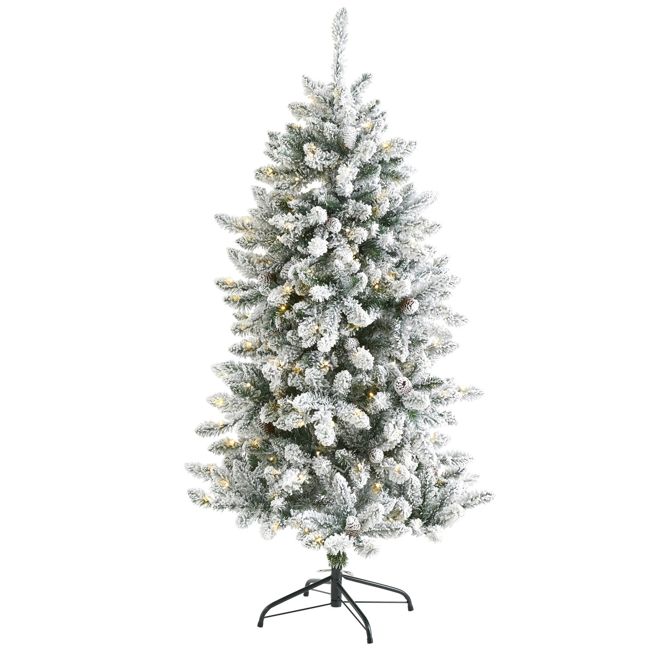 5’ Pre-Lit Flocked Livingston Fir Artificial Christmas Tree, Warm Clear LED Lights 3 5’ Pre-Lit Flocked Livingston Fir Artificial Christmas Tree, Warm Clear LED Lights