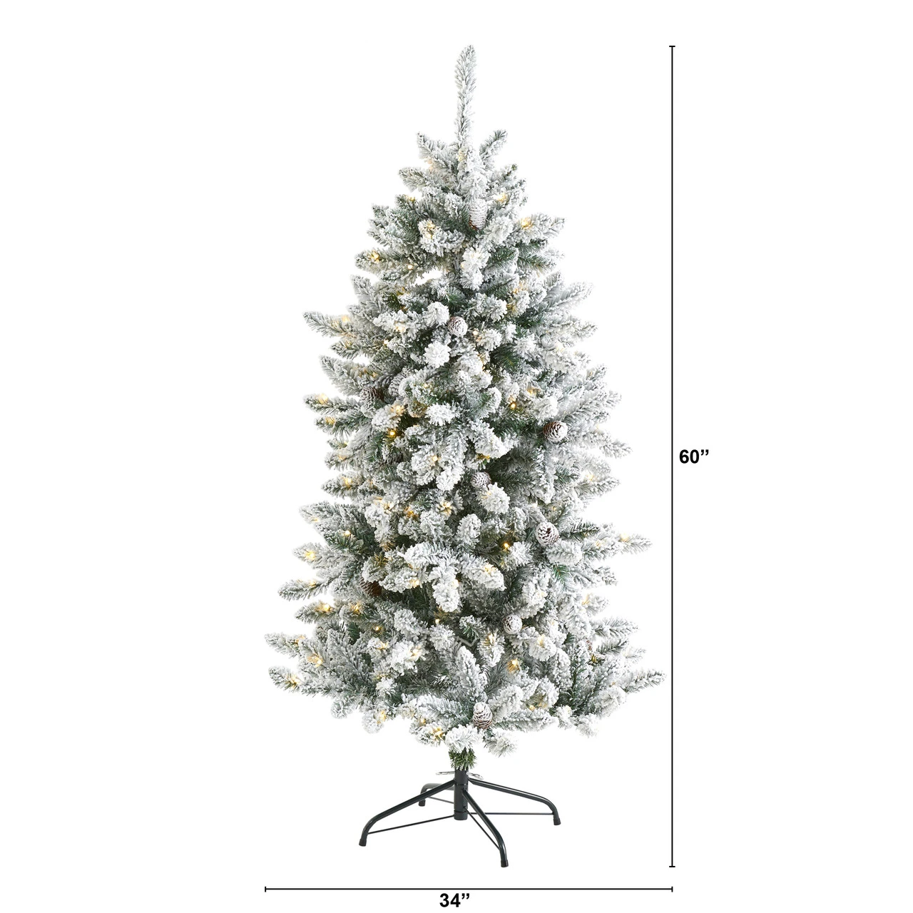 5’ Pre-Lit Flocked Livingston Fir Artificial Christmas Tree, Warm Clear LED Lights 4 5’ Pre-Lit Flocked Livingston Fir Artificial Christmas Tree, Warm Clear LED Lights - Image 2