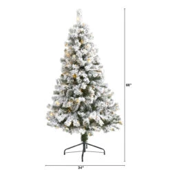5' Pre-Lit Flocked Fir Artificial Christmas Tree, Warm Clear LED Lights 10 5' Pre-Lit Flocked Fir Artificial Christmas Tree, Warm Clear LED Lights -Christmas Decoration Store t1739 2 58607.1667535125