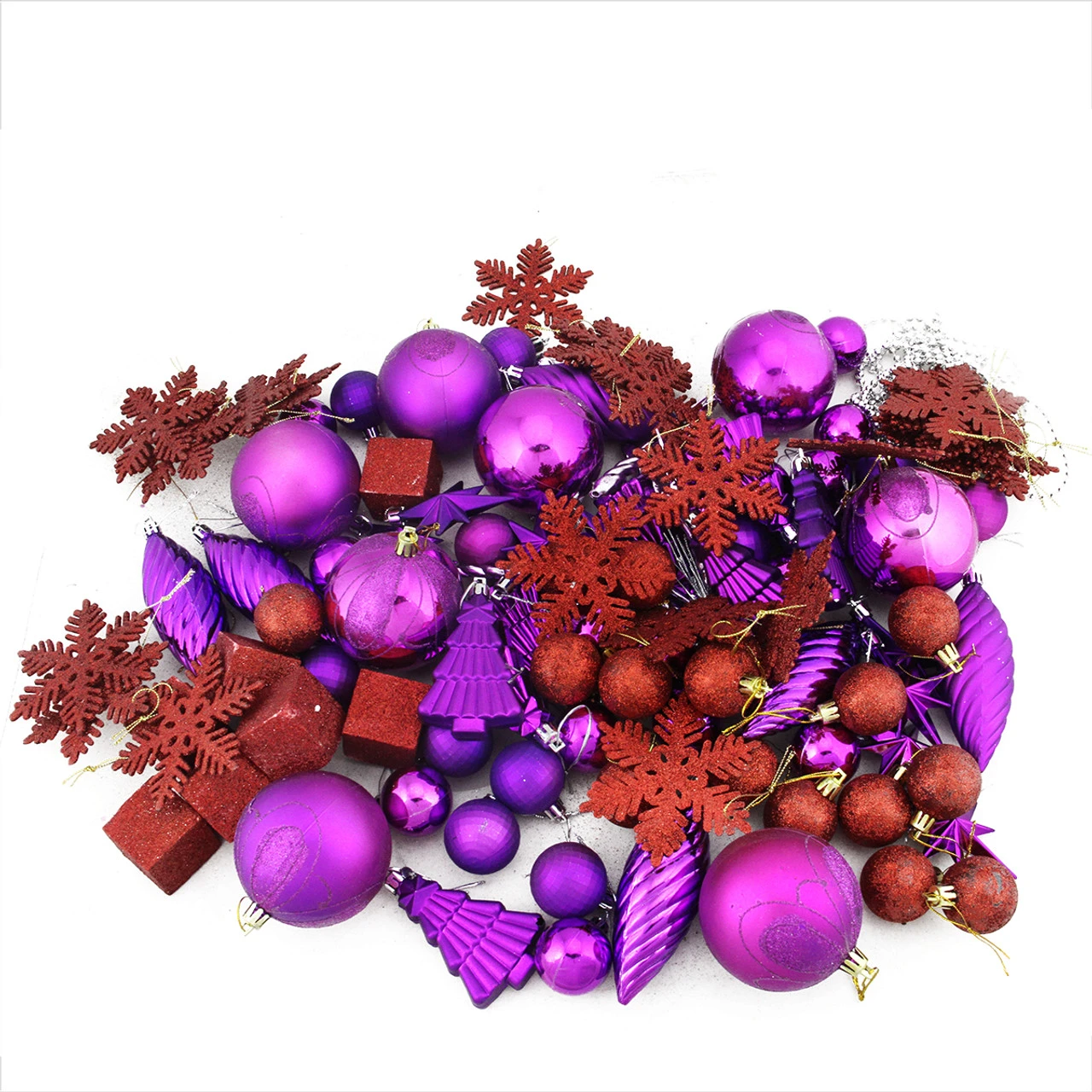 125ct Purple And Red Shatterproof 3-Finish Christmas Ornaments 5.5" (139.7mm) 3 125ct Purple And Red Shatterproof 3-Finish Christmas Ornaments 5.5" (139.7mm)