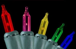 100-Count Multi-Color Mini Christmas Light Set, 16.5ft Green Wire