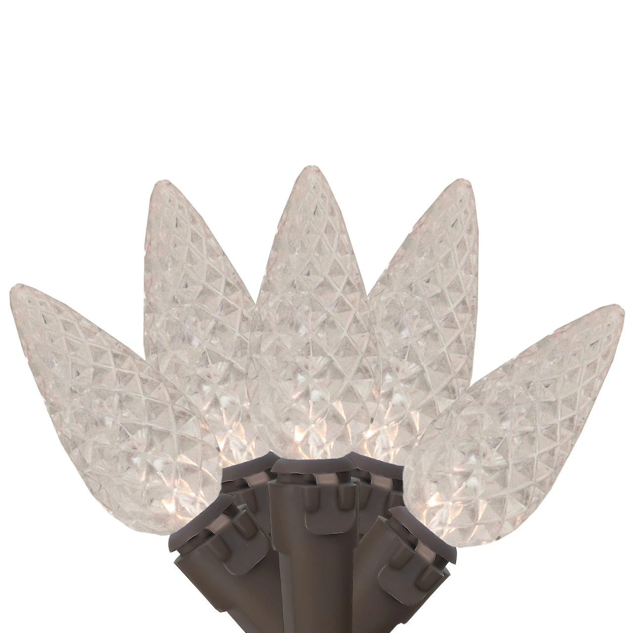 70 Warm White LED Faceted C6 Christmas Lights - 23 Ft Brown Wire 4 70 Warm White LED Faceted C6 Christmas Lights - 23 Ft Brown Wire - Image 2