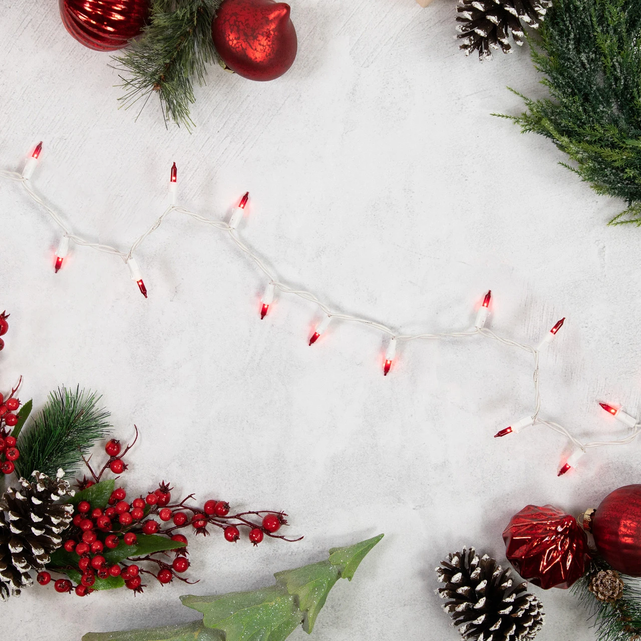 Set Of 100 Red Mini Christmas Lights 2.5" Spacing - White Wire 3 Set Of 100 Red Mini Christmas Lights 2.5" Spacing - White Wire