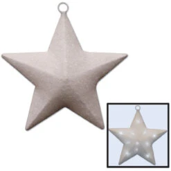 16" White And Silver Glittered Light-Up County Western Sparkle Star