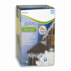 Set Of 60 Blue And Pure White Twinkling LED Icicle Christmas Lights 8.6 Ft - White Wire