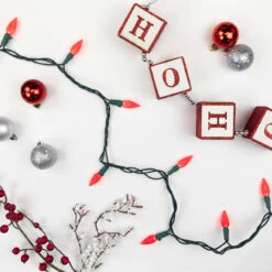 70-Count Red LED Faceted C6 Christmas Light Set, 23ft Green Wire