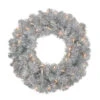 24" Pre-Lit Silver Sparkling Tinsel Artificial Christmas Wreath - Clear Lights