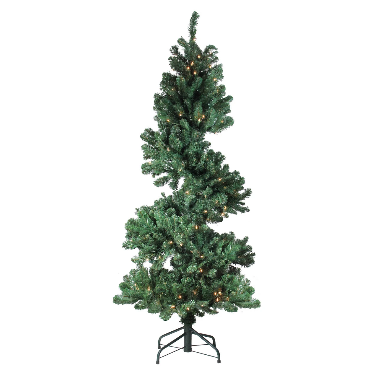 5.5' Pre-Lit Slim Spiral Pine Artificial Christmas Tree - Clear Dura-Lit Lights 3 5.5' Pre-Lit Slim Spiral Pine Artificial Christmas Tree - Clear Dura-Lit Lights