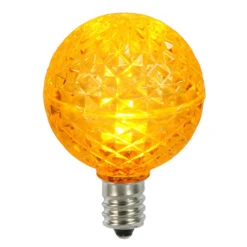 Club Pack Of 25 LED G40 Yellow Faceted Replacement Christmas Light Bulbs