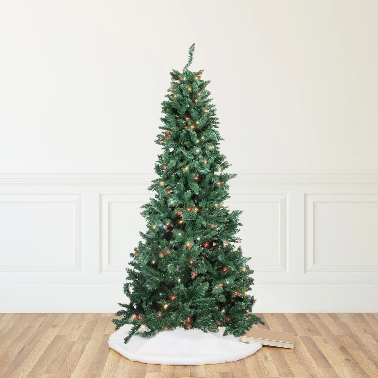 9' Pre-Lit Green Slim Pine Artificial Christmas Tree - Multicolor Lights 3 9' Pre-Lit Green Slim Pine Artificial Christmas Tree - Multicolor Lights