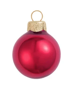 8ct Rubine Red Pearl Glass Christmas Ball Ornaments 3.25" (80mm)