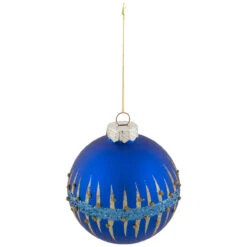 4" Blue And Gold Glitter Glass Ball Christmas Ornament 10 4" Blue And Gold Glitter Glass Ball Christmas Ornament -Christmas Decoration Store winter20blues 320cropped 93795.1670623747