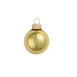 40ct Yellow Shiny Glass Christmas Ball Ornaments 1.25" (30mm)