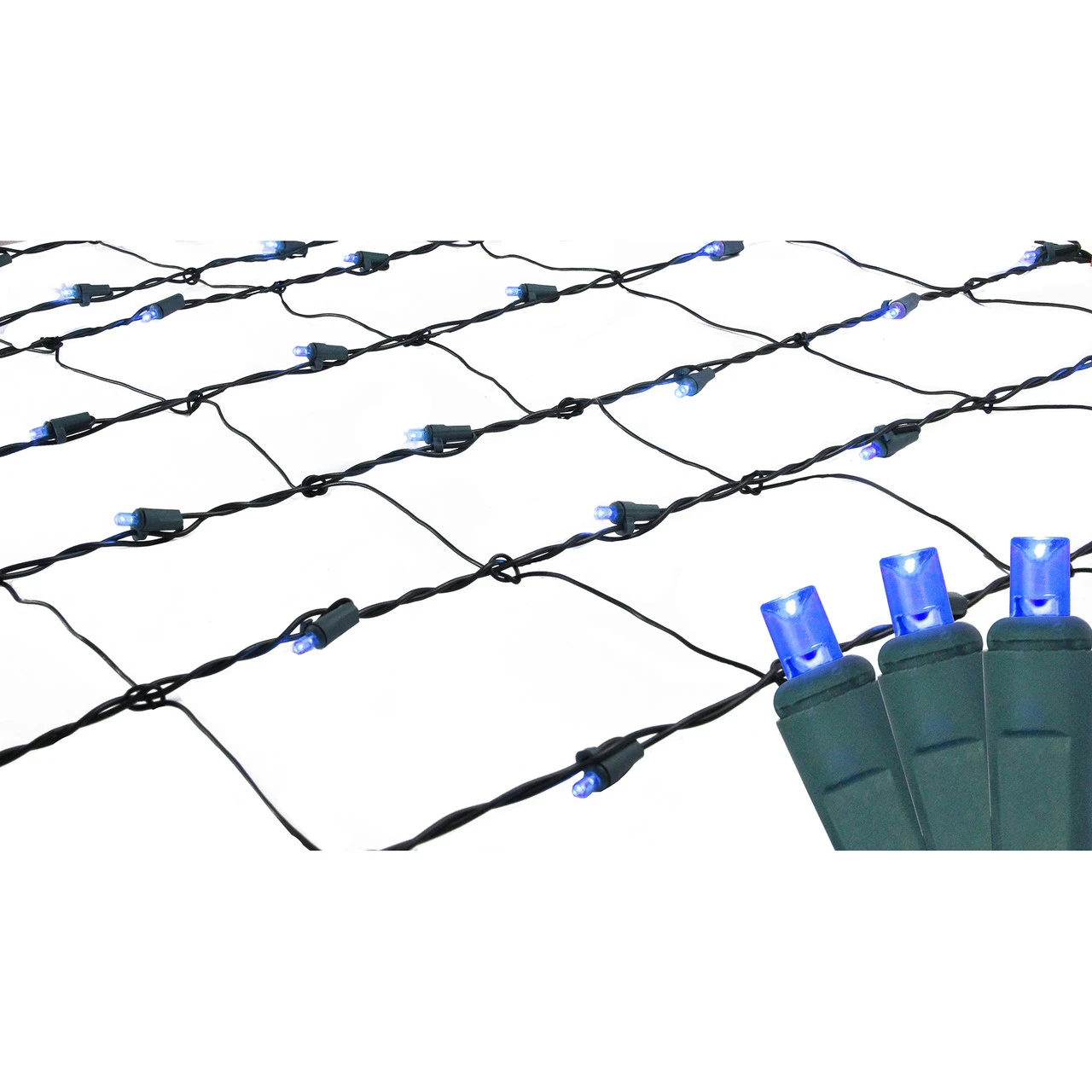 4' X 6' Blue LED Wide Angle Christmas Net Lights, Green Wire 4 4' X 6' Blue LED Wide Angle Christmas Net Lights, Green Wire - Image 2