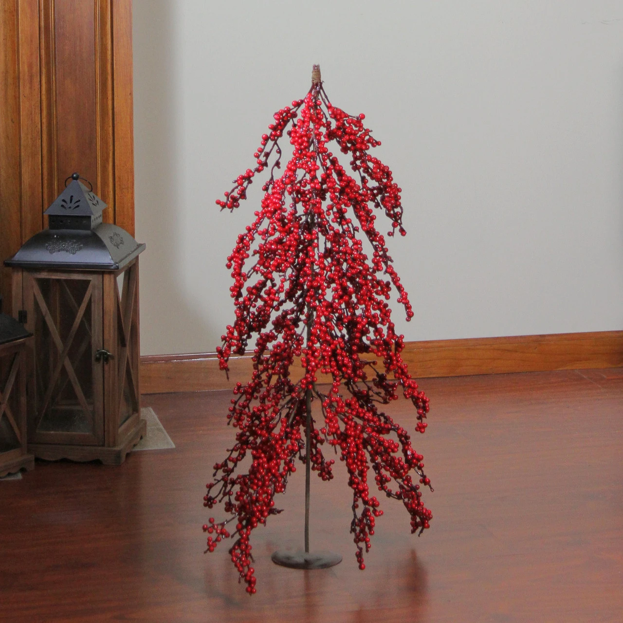 2.5' Red Berries Artificial Upside Down Christmas Tree - Unlit 4 2.5' Red Berries Artificial Upside Down Christmas Tree - Unlit - Image 2