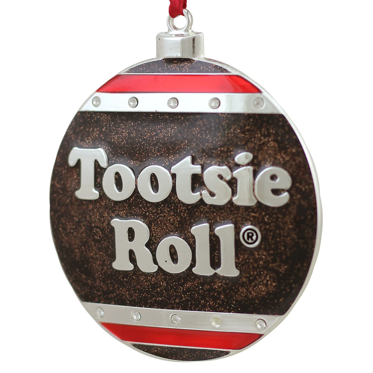 3.5" Silver And Brown "Tootsie Roll" Candy Logo Christmas Ornament 3 3.5" Silver And Brown "Tootsie Roll" Candy Logo Christmas Ornament