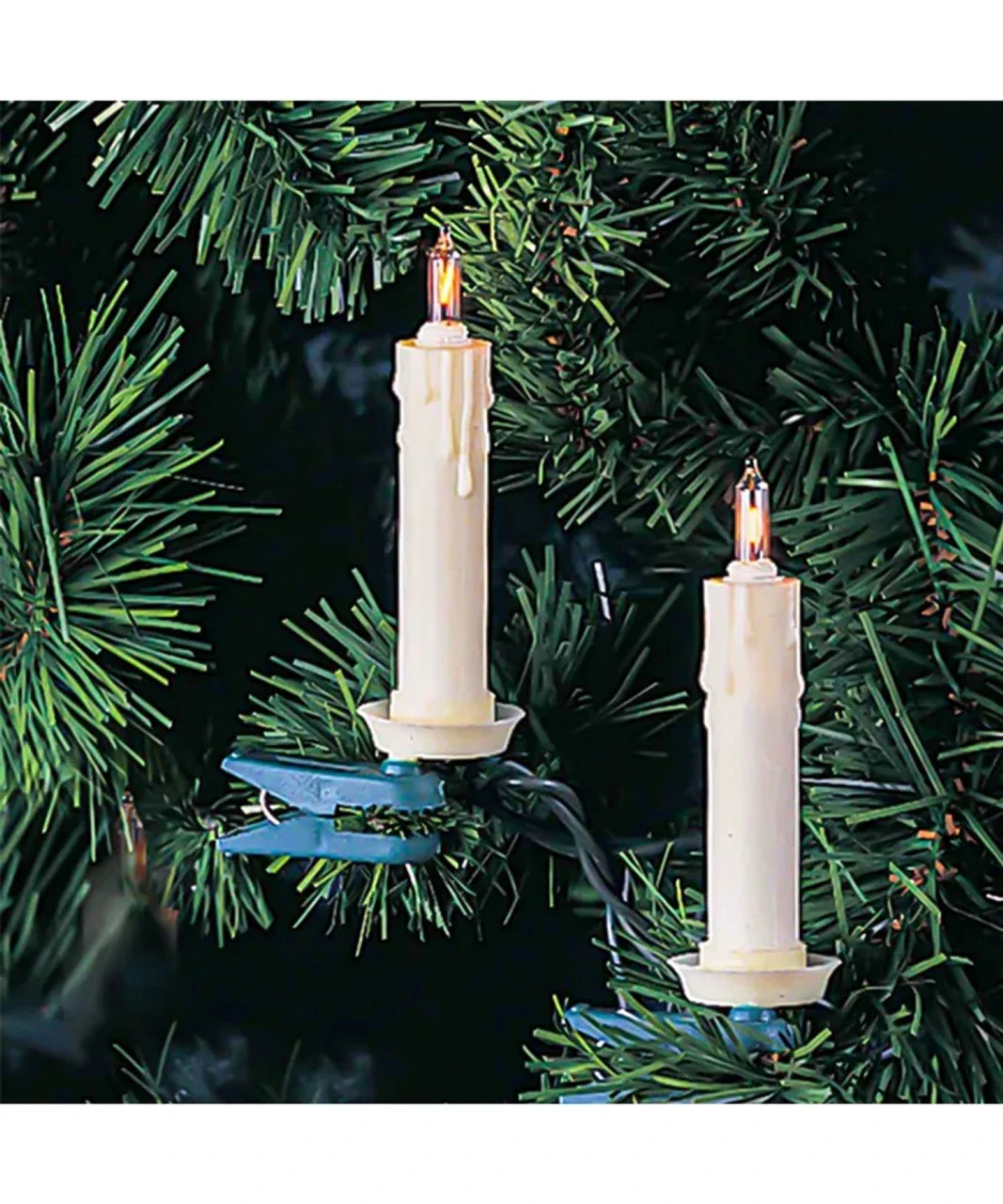 Set Of 10 Clip-on White Candle Light String Set - Green Wire 3 Set Of 10 Clip-on White Candle Light String Set - Green Wire