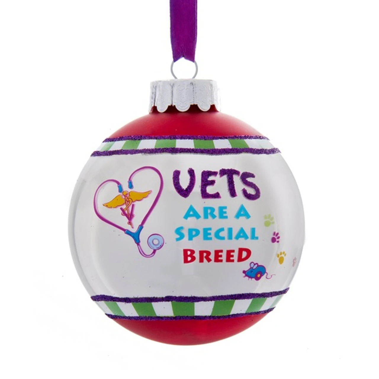 Red And Purple "VETS ARE A SPECIAL BREED" Christmas Ball Ornament 3" (75mm) 3 Red And Purple "VETS ARE A SPECIAL BREED" Christmas Ball Ornament 3" (75mm)