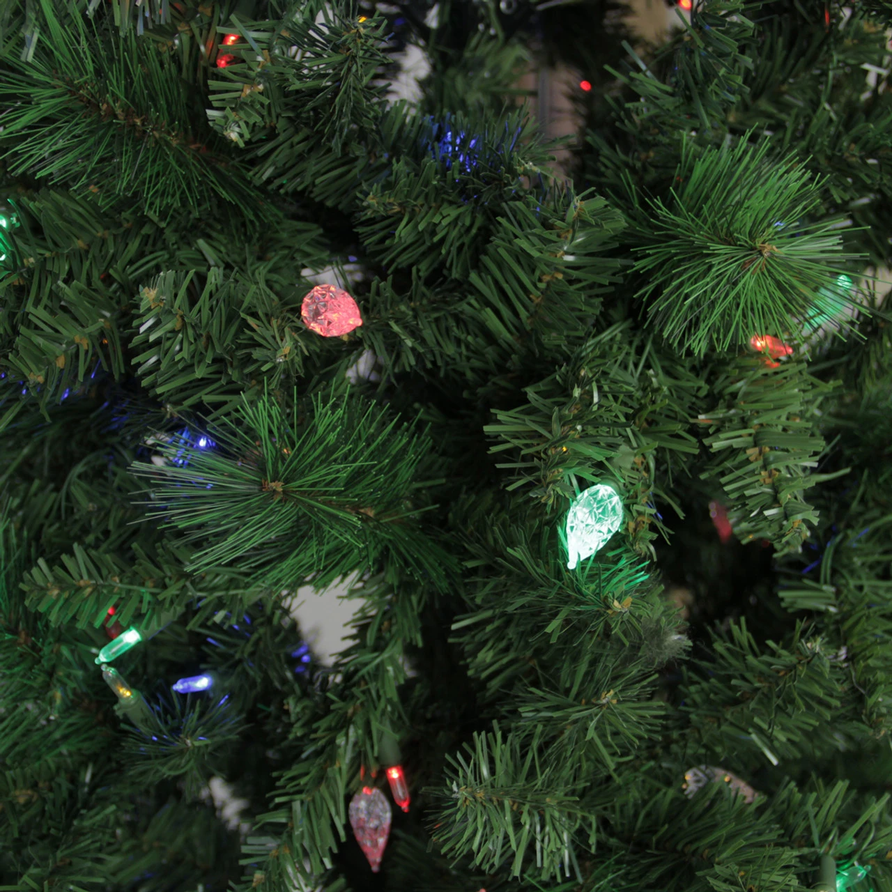 7' Pre-Lit Slim Mixed Long Needle Pine Artificial Christmas Tree - Multicolor LED Lights 6 7' Pre-Lit Slim Mixed Long Needle Pine Artificial Christmas Tree - Multicolor LED Lights - Image 4