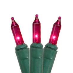 140-Count Pink Mini Christmas Light Set, 35.75ft Green Wire
