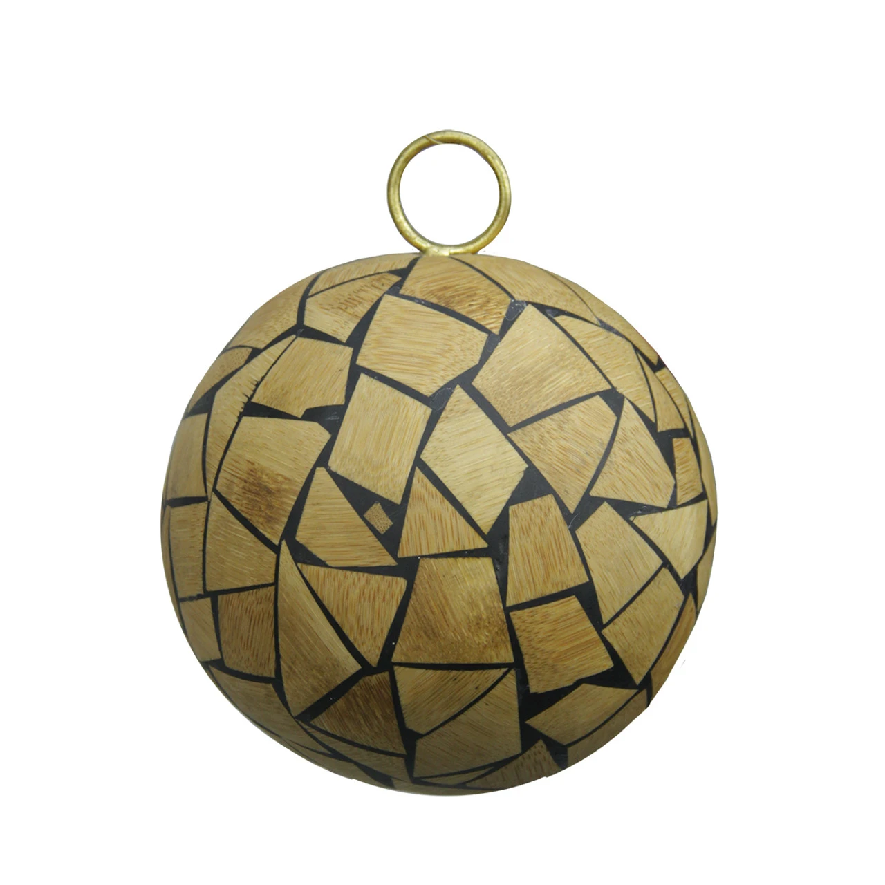 Brown Mosaic Shatterproof Christmas Ball Ornament 4" (100mm) 3 Brown Mosaic Shatterproof Christmas Ball Ornament 4" (100mm)