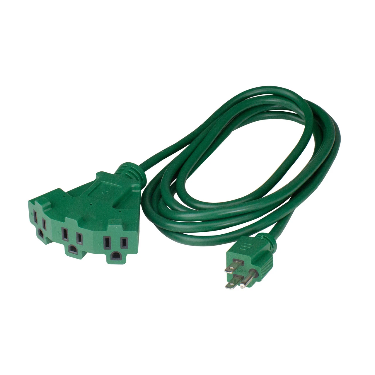 10' Green 3-Prong Outdoor Extension Power Cord With Fan Style Connector 3 10' Green 3-Prong Outdoor Extension Power Cord With Fan Style Connector