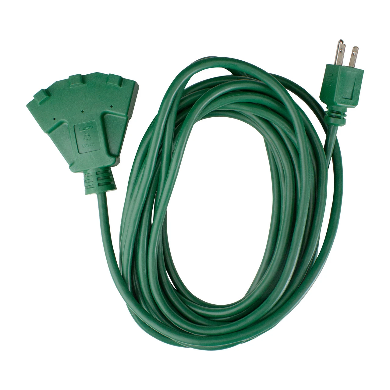 25' Green 3-Prong Outdoor Extension Power Cord With Fan Style Connector 4 25' Green 3-Prong Outdoor Extension Power Cord With Fan Style Connector - Image 2