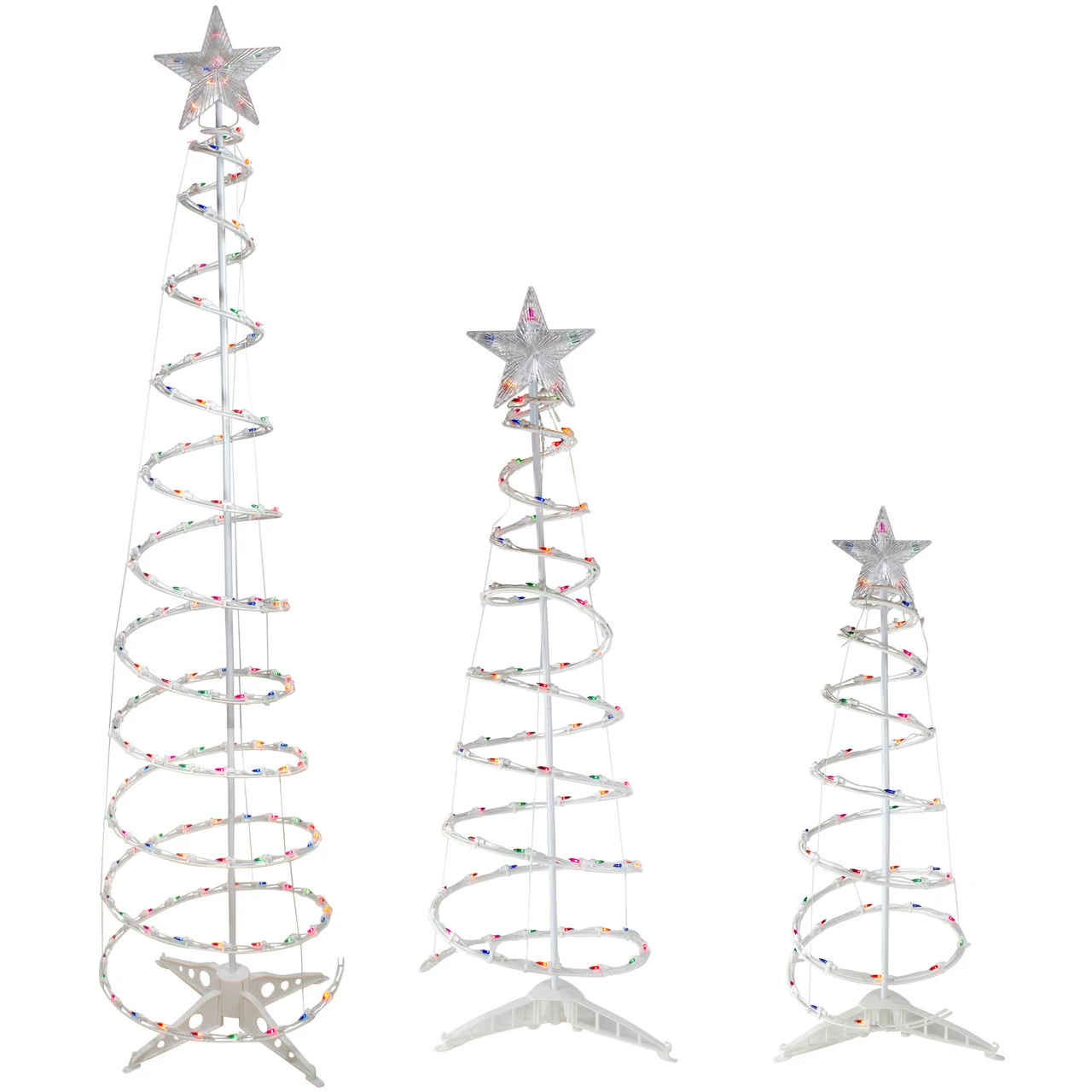 Set Of 3 Lighted Multi-Color Spiral Christmas Trees - 3', 4', And 6' 4 Set Of 3 Lighted Multi-Color Spiral Christmas Trees - 3', 4', And 6' - Image 2