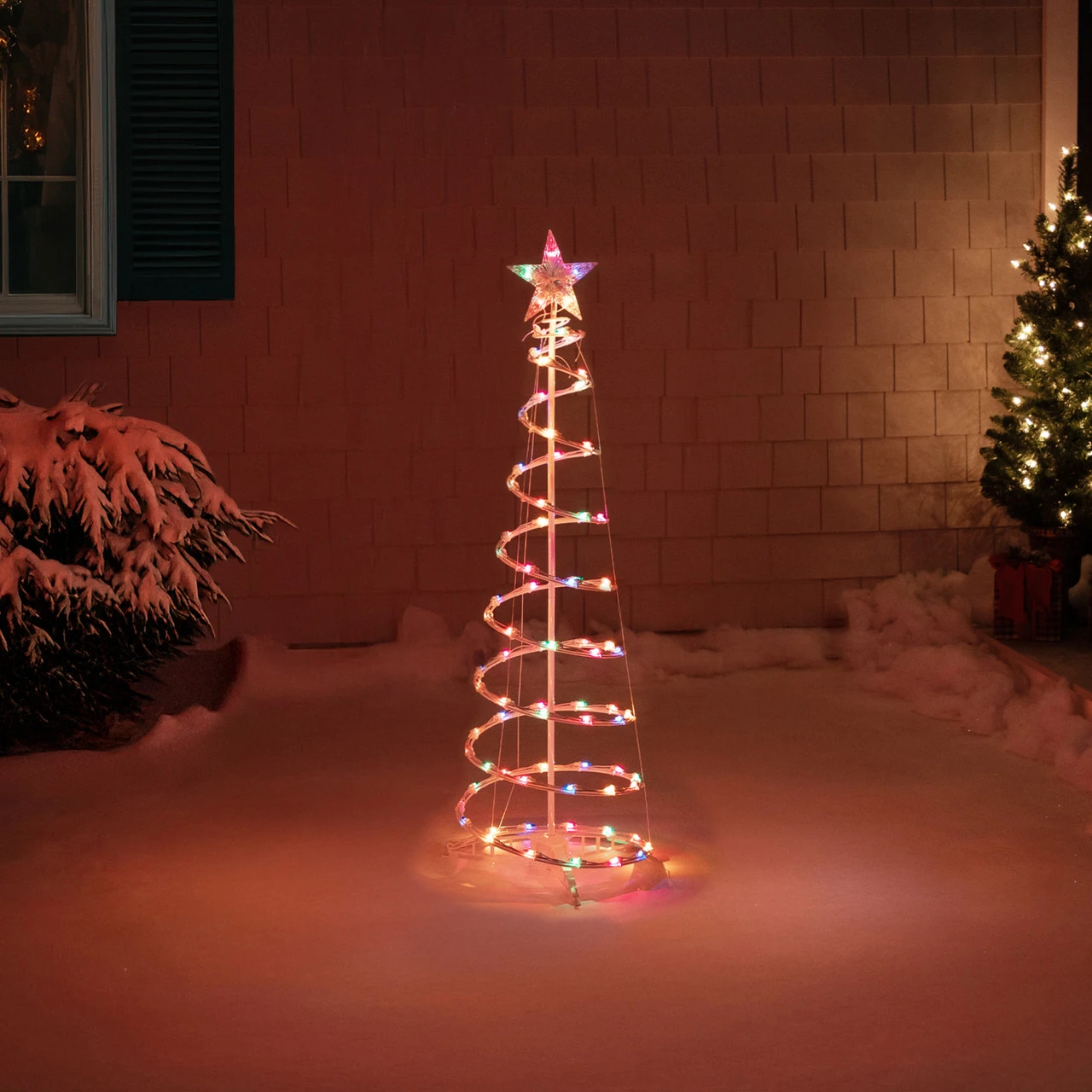 4ft Lighted Spiral Christmas Tree With Star Tree Topper, Multi Lights 5 4ft Lighted Spiral Christmas Tree With Star Tree Topper, Multi Lights - Image 3