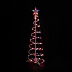 4ft Lighted Spiral Christmas Tree With Star Tree Topper, Multi Lights