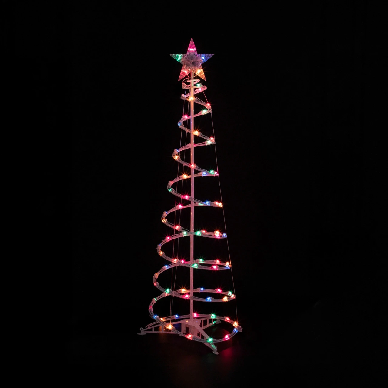 4ft Lighted Spiral Christmas Tree With Star Tree Topper, Multi Lights 3 4ft Lighted Spiral Christmas Tree With Star Tree Topper, Multi Lights