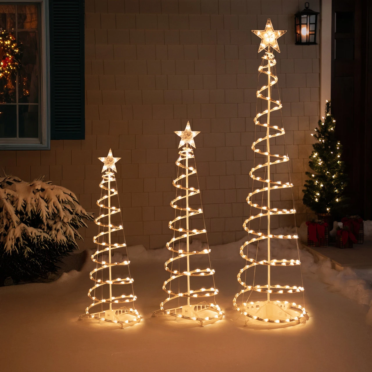 Set Of 3 Clear Lighted Spiral Christmas Trees - 3', 4', And 6' 5 Set Of 3 Clear Lighted Spiral Christmas Trees - 3', 4', And 6' - Image 3