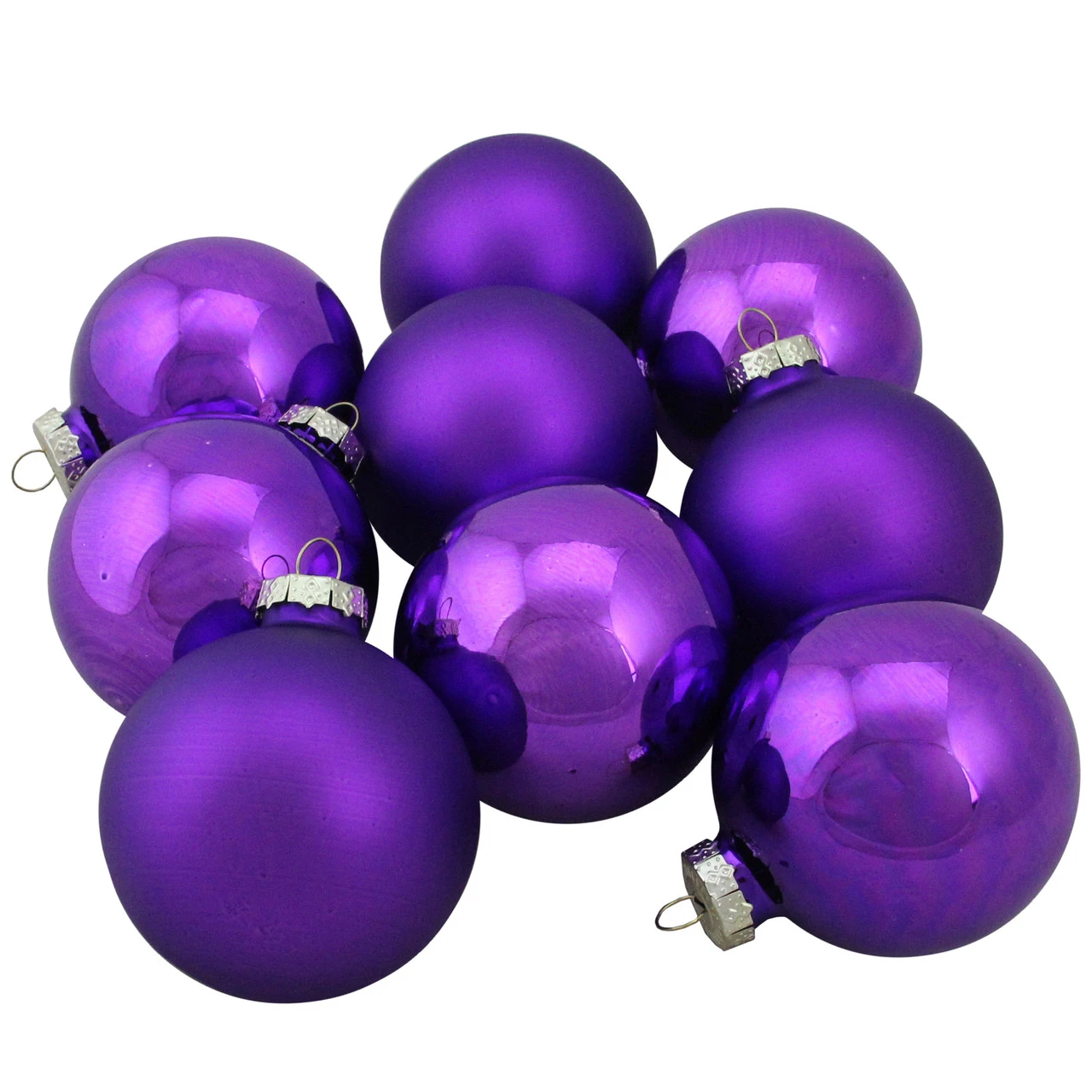 9ct Purple 2-Finish Glass Ball Christmas Ornaments 2.5" (63mm) 3 9ct Purple 2-Finish Glass Ball Christmas Ornaments 2.5" (63mm)