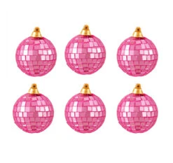 6ct Bubblegum Pink Mirrored Glass Disco Ball Christmas Ornaments 2.75" (70mm)