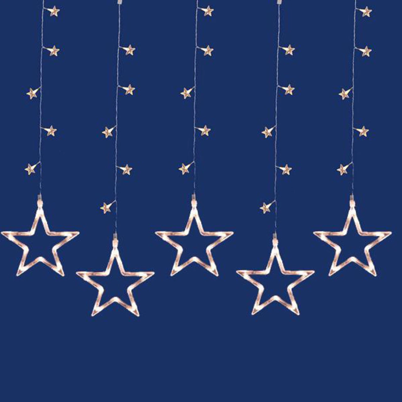 100 Clear LED Star Window Curtain Christmas Lights - 3.3 Ft Clear Wire 5 100 Clear LED Star Window Curtain Christmas Lights - 3.3 Ft Clear Wire - Image 3