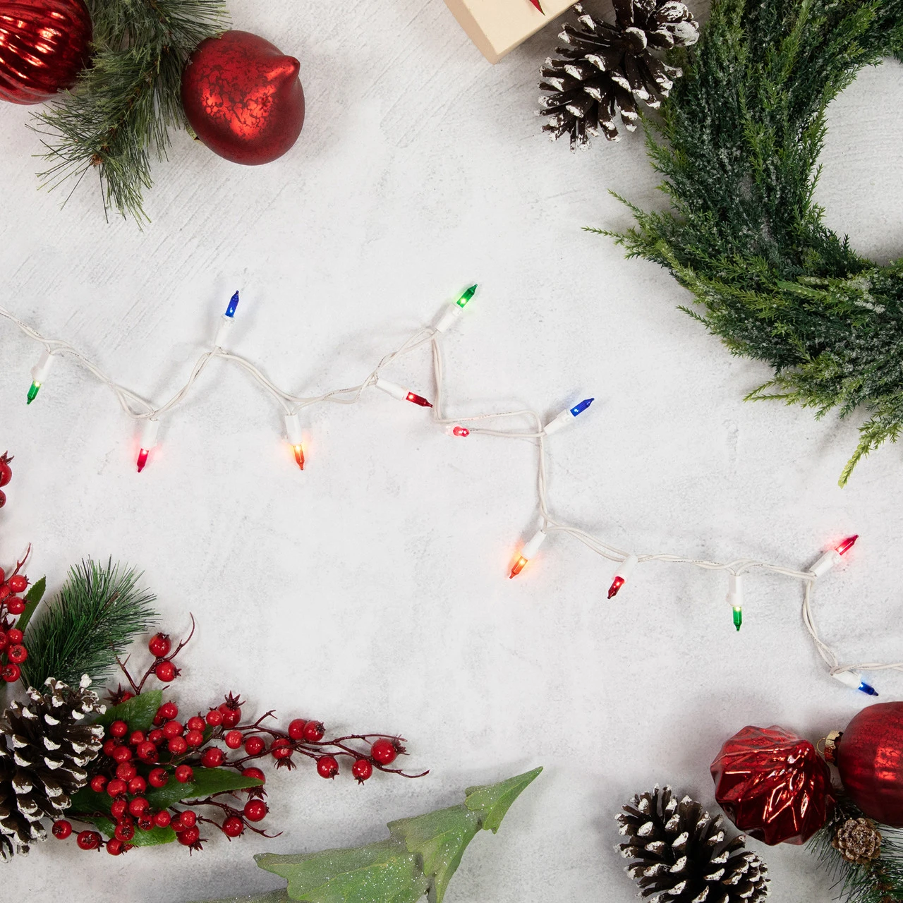 100-Count Multi Color Mini Christmas Light Set, 20ft White Wire 3 100-Count Multi Color Mini Christmas Light Set, 20ft White Wire