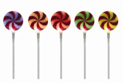 Set Of 5 Color Changing LED Peppermint Candy Pathway Marker Lawn Stakes 72"