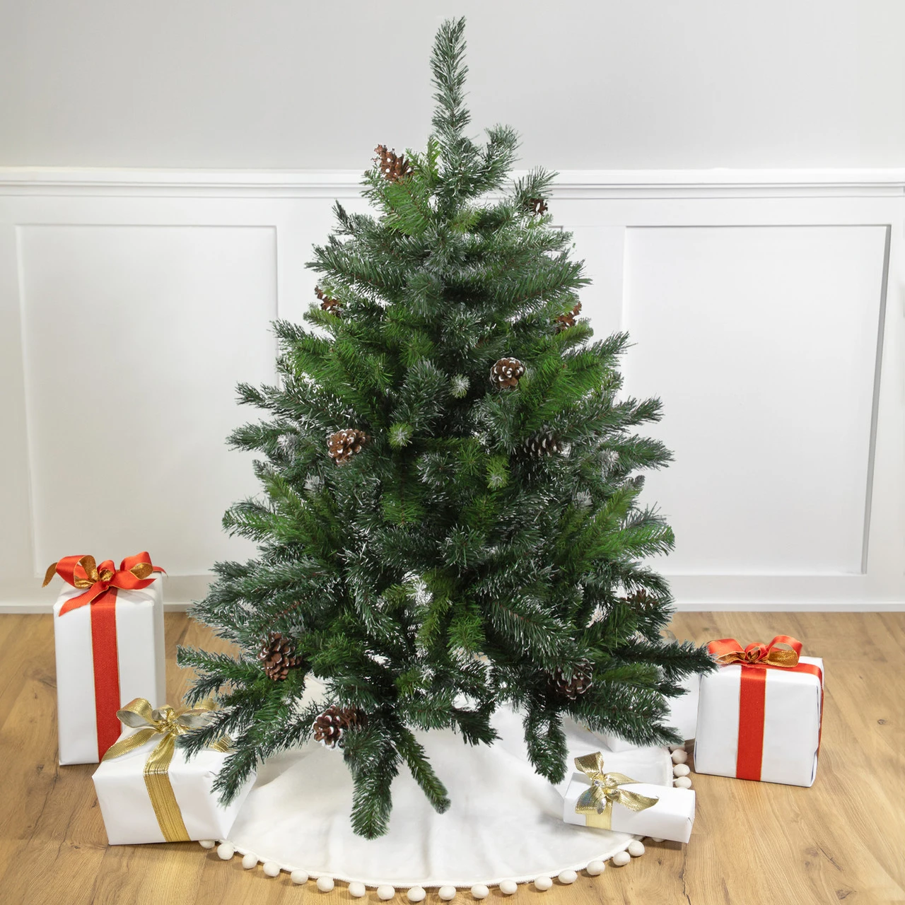 4' Snowy Delta Pine With Pine Cones Full Artificial Christmas Tree - Unlit 3 4' Snowy Delta Pine With Pine Cones Full Artificial Christmas Tree - Unlit